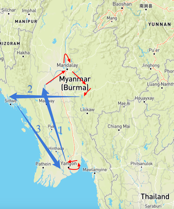 kaart Myanmar
